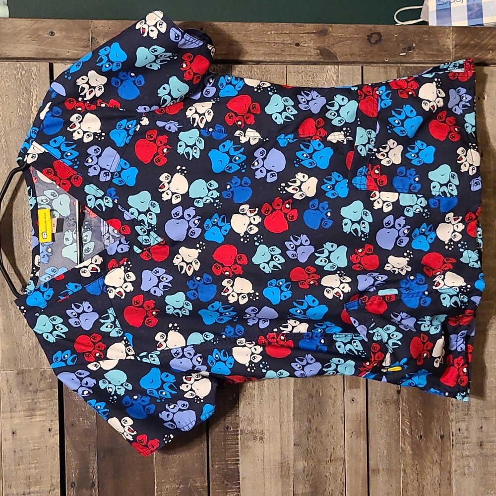 Paw prints scrub top